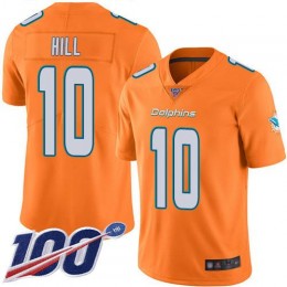 Dolphins #10 Tyreek Hill Orange Youth Stitched NFL Limited Rush 100th Season Jersey
