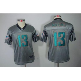 Dolphins #13 Dan Marino Grey Shadow Youth Stitched NFL Elite Jersey