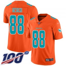 Dolphins #88 Mike Gesicki Orange Youth Stitched NFL Limited Inverted Legend 100th Season Jersey