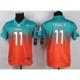 Miami Dolphins #11 DeVante Parker Aqua Green/Orange Youth Stitched NFL Elite Fadeaway Fashion Jersey