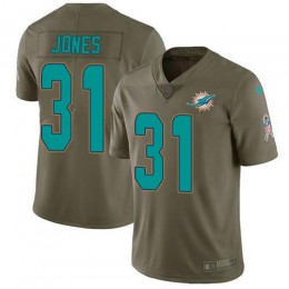 Miami Dolphins #31 Byron Jones Olive Youth Stitched NFL Limited 2017 Salute To Service Jersey