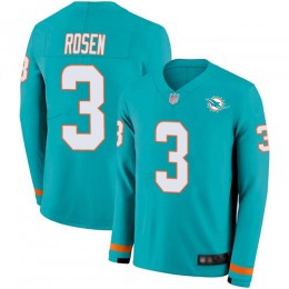 Miami Dolphins #3 Josh Rosen Aqua Green Team Color Youth Stitched NFL Limited Therma Long Sleeve Jersey