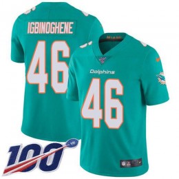 Miami Dolphins #46 Noah Igbinoghene Aqua Green Team Color Youth Stitched NFL 100th Season Vapor Untouchable Limited Jersey