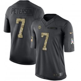 Minnesota Vikings #7 Patrick Peterson Black Youth Stitched NFL Limited 2016 Salute to Service Jersey