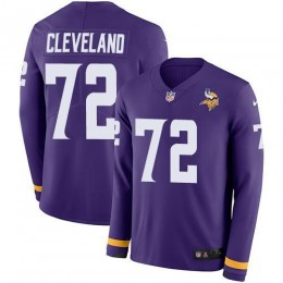 Minnesota Vikings #72 Ezra Cleveland Purple Team Color Youth Stitched NFL Limited Therma Long Sleeve Jersey