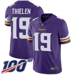 Vikings #19 Adam Thielen Purple Team Color Youth Stitched NFL 100th Season Vapor Limited Jersey