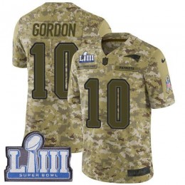 New England Patriots #10 Josh Gordon Camo Super Bowl LIII Bound Youth Stitched NFL Limited 2018 Salute to Service Jersey