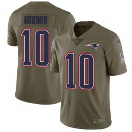 New England Patriots #10 Josh Gordon Olive Youth Stitched NFL Limited 2017 Salute to Service Jersey