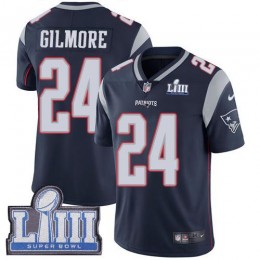 New England Patriots #24 Stephon Gilmore Navy Blue Team Color Super Bowl LIII Bound Youth Stitched NFL Vapor Untouchable Limited Jersey