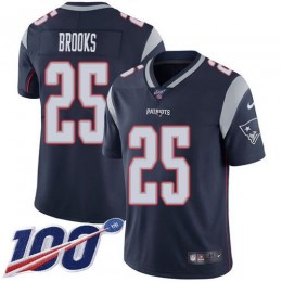 New England Patriots #25 Terrence Brooks Navy Blue Team Color Youth Stitched NFL 100th Season Vapor Untouchable Limited Jersey