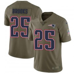 New England Patriots #25 Terrence Brooks Olive Youth Stitched NFL Limited 2017 Salute to Service Jersey