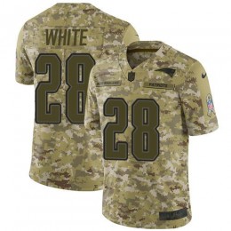 New England Patriots #28 James White Camo Youth Stitched NFL Limited 2018 Salute to Service Jersey