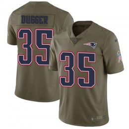New England Patriots #35 Kyle Dugger Olive Youth Stitched NFL Limited 2017 Salute To Service Jersey