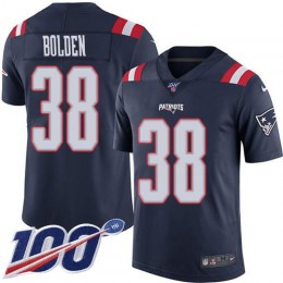 New England Patriots #38 Brandon Bolden Navy Blue Youth Stitched NFL Limited Rush 100th Season Jersey