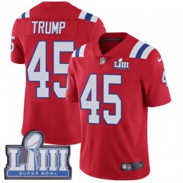 New England Patriots #45 Donald Trump Red Alternate Super Bowl LIII Bound Youth Stitched NFL Vapor Untouchable Limited Jersey
