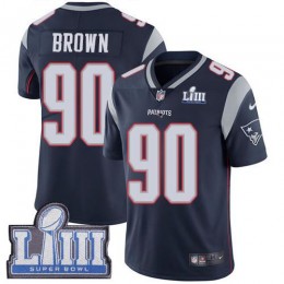 New England Patriots #90 Malcom Brown Navy Blue Team Color Super Bowl LIII Bound Youth Stitched NFL Vapor Untouchable Limited Jersey