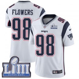 New England Patriots #98 Trey Flowers White Super Bowl LIII Bound Youth Stitched NFL Vapor Untouchable Limited Jersey
