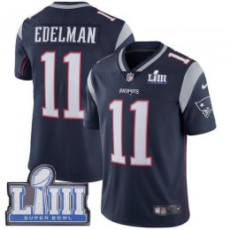 Patriots #11 Julian Edelman Navy Blue Team Color Super Bowl LIII Bound Youth Stitched NFL Vapor Untouchable Limited Jersey