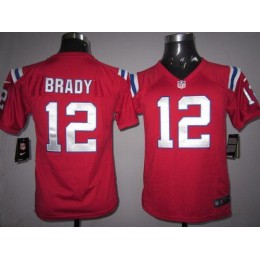 Patriots #12 Tom Brady Red Alternate Youth Stitched NFL Elite Jersey