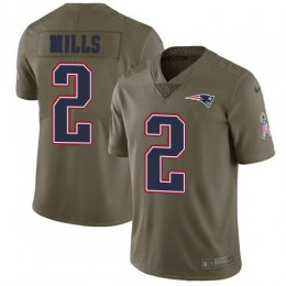 Patriots #2 Jalen Mills Olive Youth Stitched NFL Limited 2017 Salute To Service Jersey