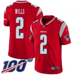 Patriots #2 Jalen Mills Red Youth Stitched NFL Limited Inverted Legend 100th Season Jersey