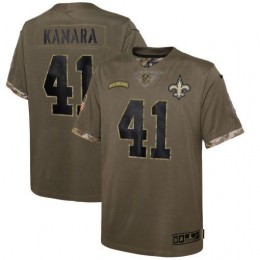 New Orleans Saints #41 Alvin Kamara Youth 2022 Salute To Service Limited Jersey – Olive