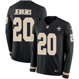 New Orleans Saints #20 Janoris Jenkins Black Team Color Youth Stitched NFL Limited Therma Long Sleeve Jersey