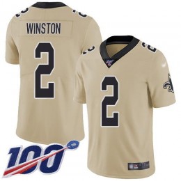 New Orleans Saints #2 Jameis Winston Gold Youth Stitched NFL Limited Inverted Legend 100th Season Jersey