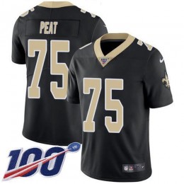 New Orleans Saints #75 Andrus Peat Black Team Color Youth Stitched NFL 100th Season Vapor Untouchable Limited Jersey