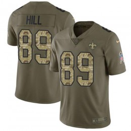 New Orleans Saints #89 Josh Hill Olive/Camo Youth Stitched NFL Limited 2017 Salute to Service Jersey