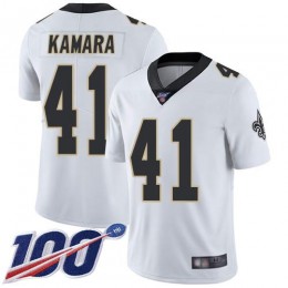 Saints #41 Alvin Kamara White Youth Stitched NFL 100th Season Vapor Limited Jersey
