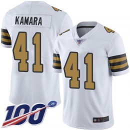 Saints #41 Alvin Kamara White Youth Stitched NFL Limited Rush 100th Season Jersey
