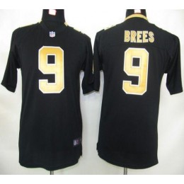 Saints #9 Drew Brees Black Team Color Youth Stitched NFL Elite Jersey
