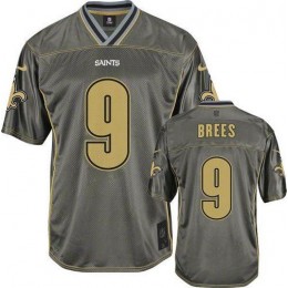 Saints #9 Drew Brees Grey Youth Stitched NFL Elite Vapor Jersey