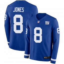 Giants #8 Daniel Jones Royal Blue Team Color Youth Stitched NFL Limited Therma Long Sleeve Jersey
