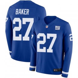 New York Giants #27 Deandre Baker Royal Blue Team Color Youth Stitched NFL Limited Therma Long Sleeve Jersey