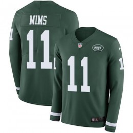 New York Jets #11 Denzel Mim Green Team Color Youth Stitched NFL Limited Therma Long Sleeve Jersey