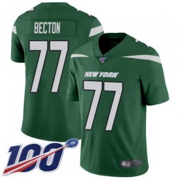 New York Jets #77 Mekhi Becton Green Team Color Youth Stitched NFL 100th Season Vapor Untouchable Limited Jersey
