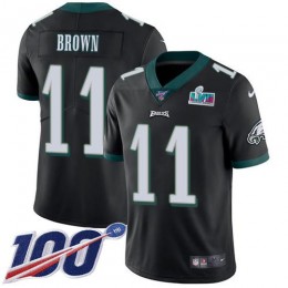 Eagles #11 A.J. Brown Black Alternate Super Bowl LVII Patch Youth Stitched NFL 100th Season Vapor Untouchable Limited Jersey