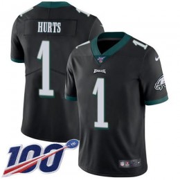 Eagles #1 Jalen Hurts Black Alternate Youth Stitched NFL 100th Season Vapor Untouchable Limited Jersey