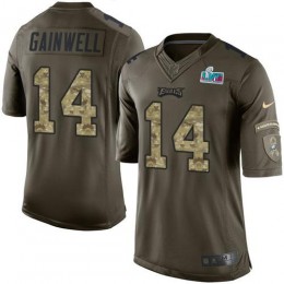 Eagles #14 Kenneth Gainwell Green Super Bowl LVII Patch Youth Stitched NFL Limited 2015 Salute To Service Jersey