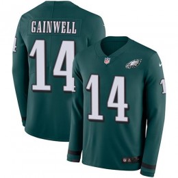 Eagles #14 Kenneth Gainwell Green Team Color Youth Stitched NFL Limited Therma Long Sleeve Jersey