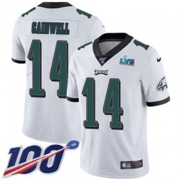 Eagles #14 Kenneth Gainwell White Super Bowl LVII Patch Youth Stitched NFL 100th Season Vapor Untouchable Limited Jersey