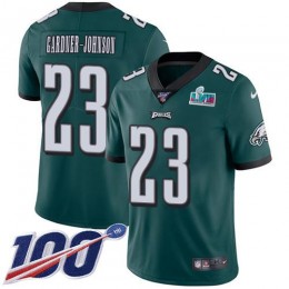 Eagles #23 C.J. Gardner-Johnson Green Team Color Super Bowl LVII Patch Youth Stitched NFL 100th Season Vapor Untouchable Limited Jersey