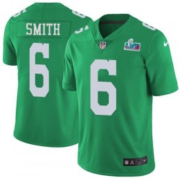 Eagles #6 DeVonta Smith Green Super Bowl LVII Patch Youth Stitched NFL Limited Rush Jersey