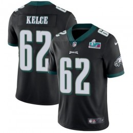 Eagles #62 Jason Kelce Black Super Bowl LVII Patch Alternate Youth Stitched NFL Vapor Untouchable Limited Jersey