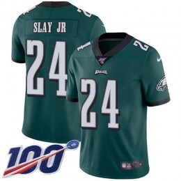Philadelphia Eagles #24 Darius Slay Jr Green Team Color Youth Stitched NFL 100th Season Vapor Untouchable Limited Jersey