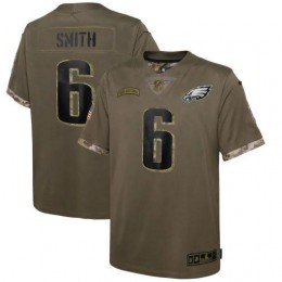 Philadelphia Eagles #6 Devonta Smith Youth 2022 Salute To Service Limited Jersey – Olive
