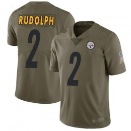 Pittsburgh Steelers #2 Mason Rudolph Olive Youth Stitched NFL Limited 2017 Salute to Service Jersey