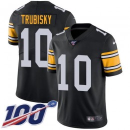 Steelers #10 Mitchell Trubisky Black Alternate Youth Stitched NFL 100th Season Vapor Limited Jersey